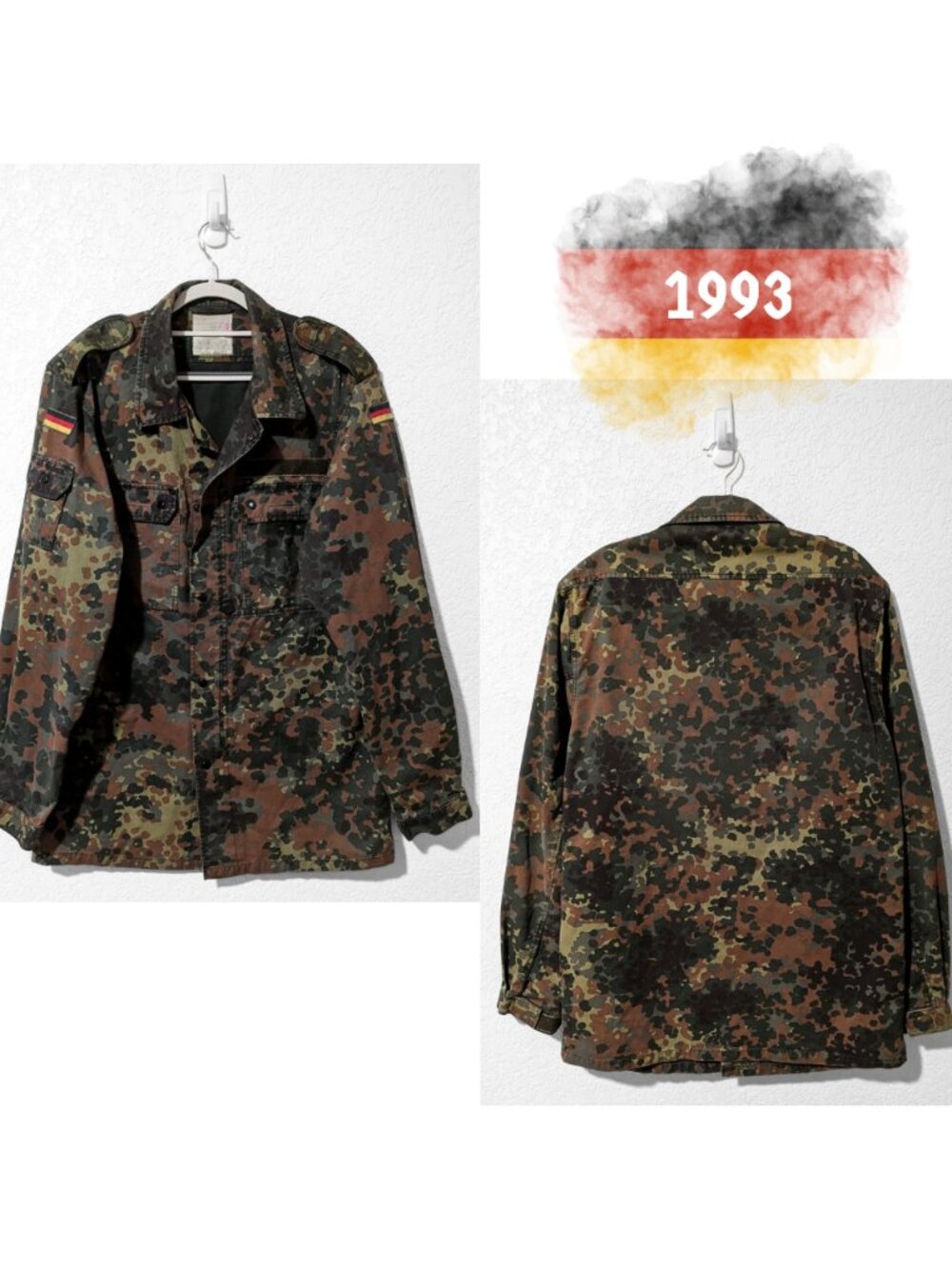 Vintage 1993 German Bundeswehr Flecktarn Feldbluse Military Field Jacket Gr 18